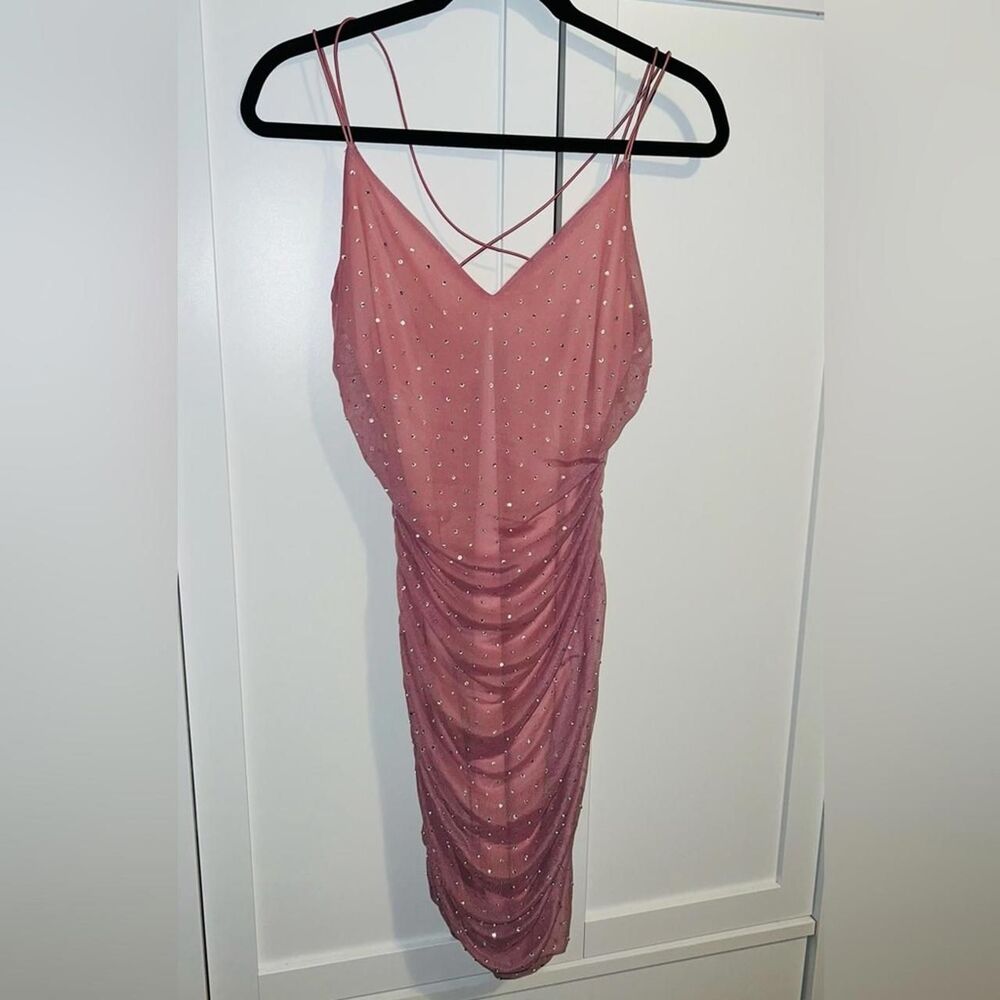Windsor Sleeveless Pink Ruched Dress, Size Medium